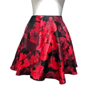 Black and red floral flare circle skirt by City Studio